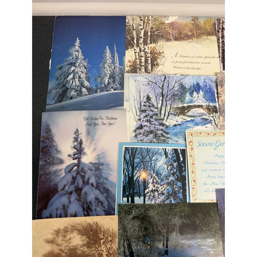 Vintage Christmas Cards Winter Snow Scenery  Fronts ONLY Scrapbooking Crafts 50+